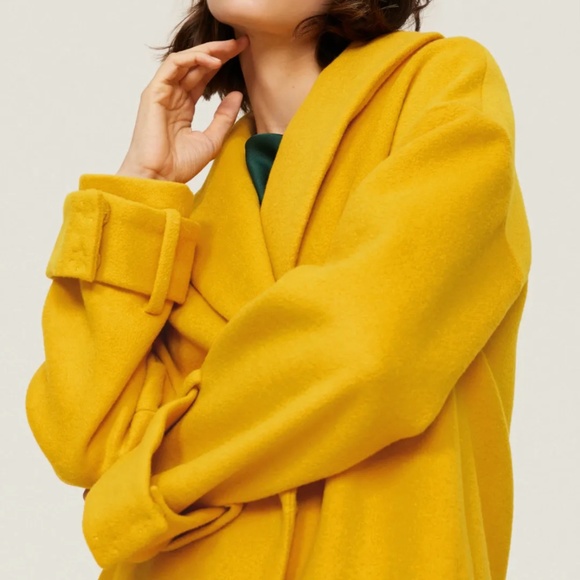 Marina Moscone Yellow Cocoon Coat - Picture 3 of 6